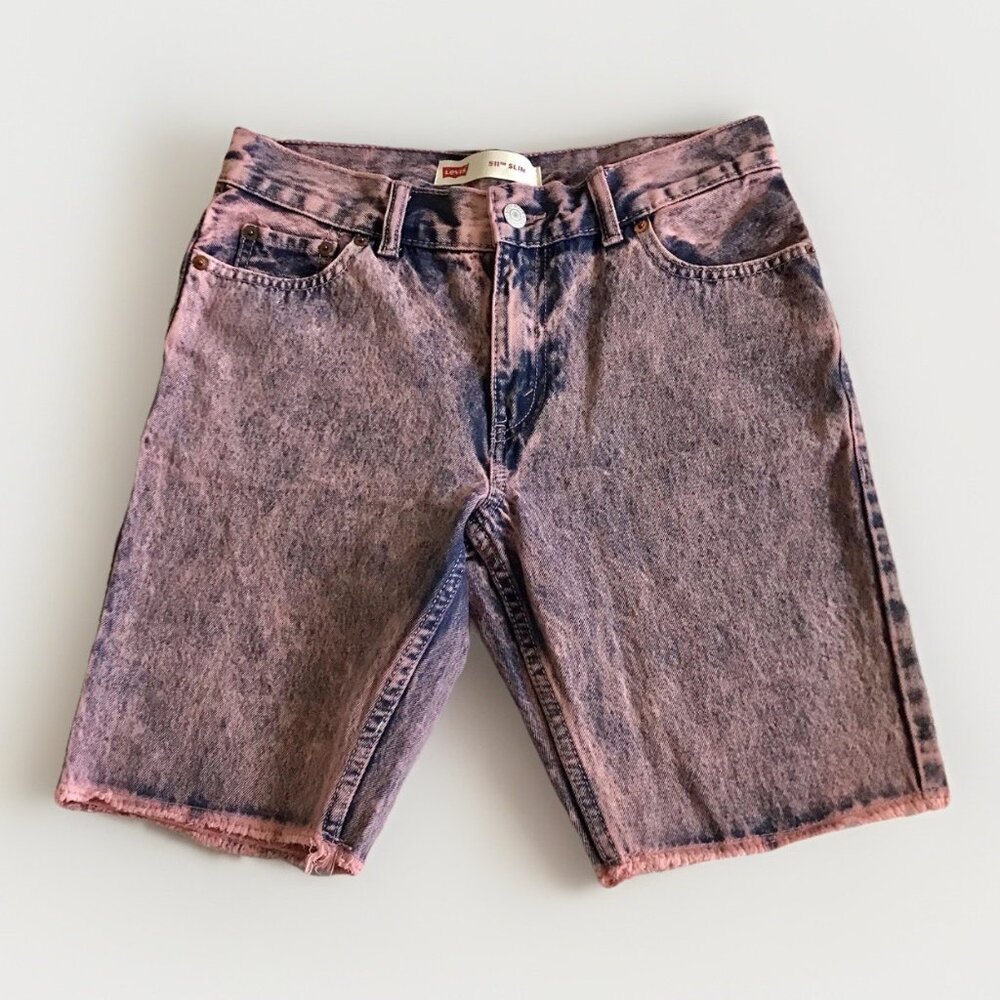 Levis‎ Shorts Kids Size 16 Pink Regular 511 Slim Cut Off Denim Dyed
